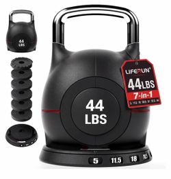 Kettlebell, 22.5/44 LB Kettlebell with 7 Weight Levels Quick-Change Dial & Secure Lock, Compact Design, Full-Body Strength Training Equipment for Men/
