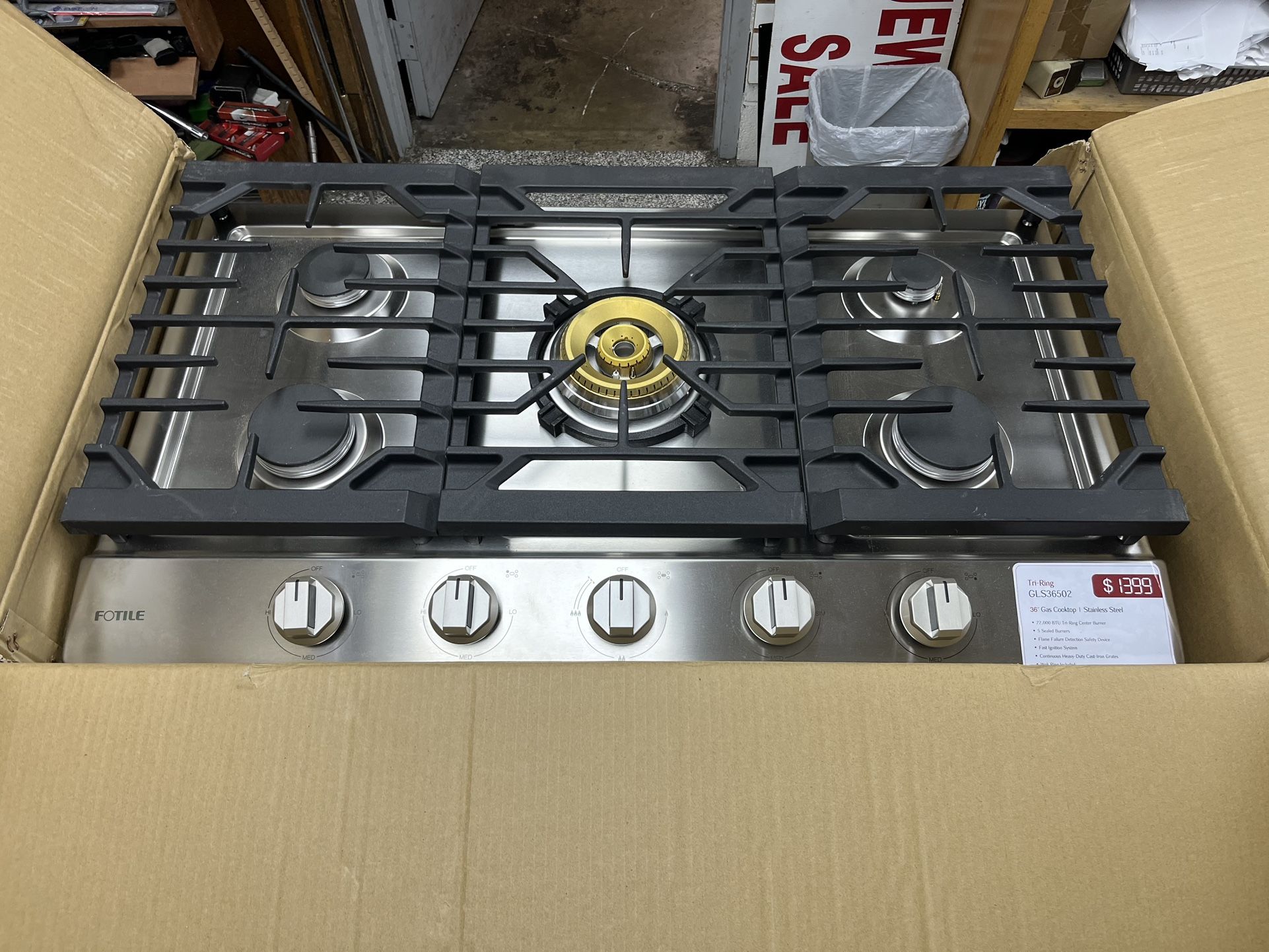 Fotile Tri Ring GLS36502 36” Gas Cooktop Stainless Steel 