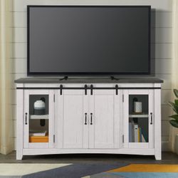 65” Tv Console Stand Chalk White/Grey 