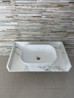 END OF YEAR SALE ~ Custom 30” Wide Quartz Countertops with Vessel Sink
