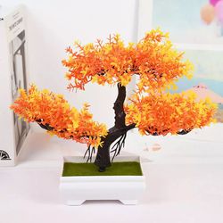 Artificial Plants Bonsai Small Tree Pot Fake Plant Flowers Potted Ornaments For Home Room Table Decoration Hotel Garden Decor The material is plastic.