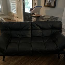 Black Futon  Faux Leather