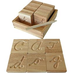 Montessori Alphabet Tracing Cards Wooden Writing Aid - CURSIVE