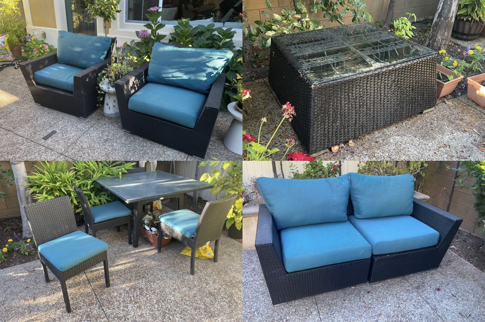 10-Piece Caluco Outdoor Lounge & Dining Furniture Set - Blue