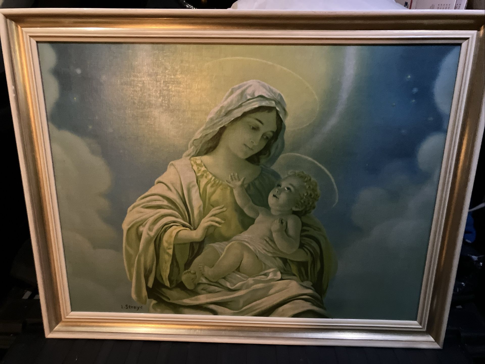 ITS AVAILABLE!! Don’t Ask…Vintage Madonna and Child Signed Original Framed Painting Oil Religious 6 / 61