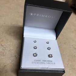 3 Set Cubic Zirconia Earring Set (STERLING SILVER)