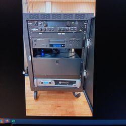 Atlas Audio Cabinet To Include Furman M-8 LX Power Conditioner, Tascam CD 200 CD Player, Crown XLS 150 Amplifier, Shure PgxD4 X8 Digital Wireless 