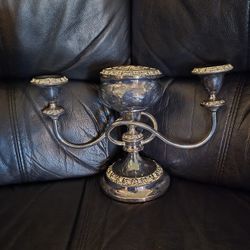 Vintage 1981 Candelabra of Metal  3 -arm candlestick