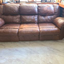 Real Leather Couch Double Recliner 