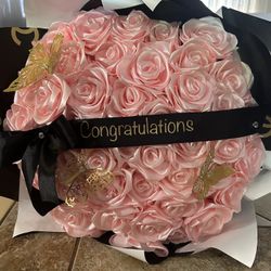 HUGE ROSE BOUQUET RIBBON ROSES