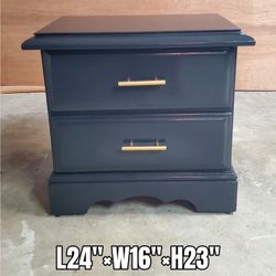 1 Night Stand Side Accent Table Refinished Black And Gold Pulls All Wood 