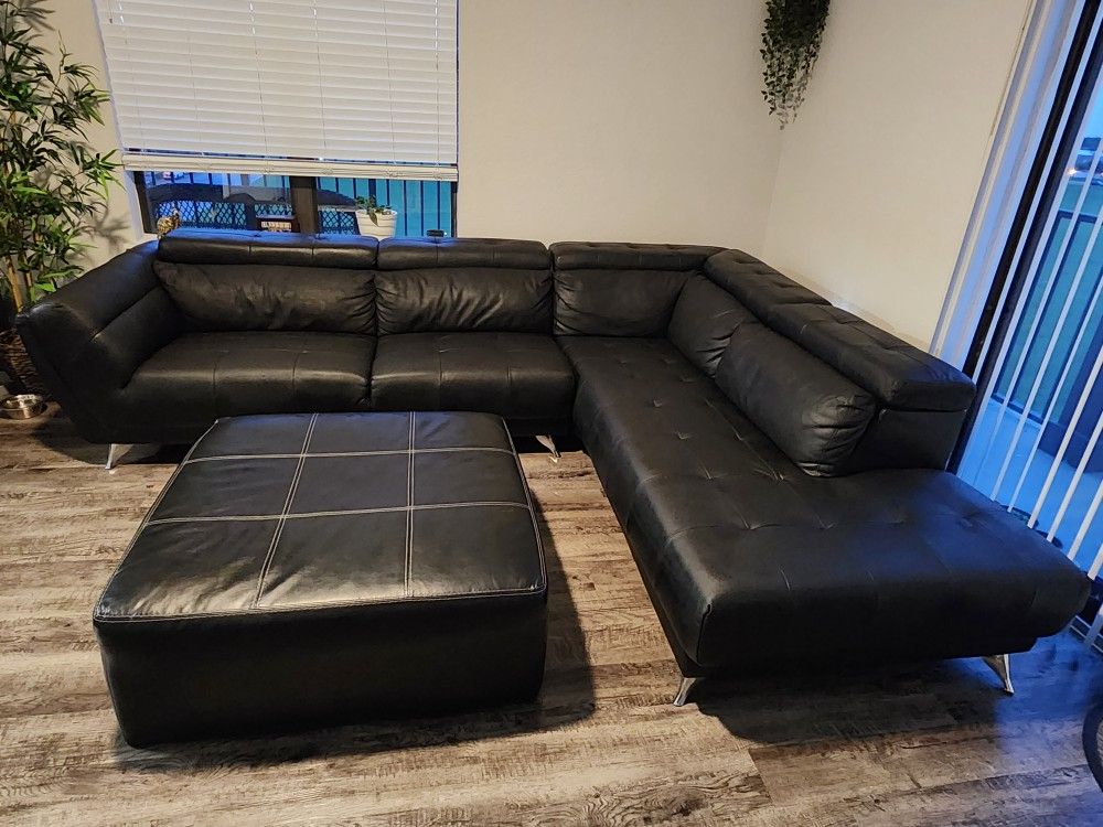Black Faux Leather Couch
