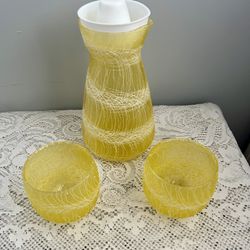 RARE Vintage MCM 1960’s Spaghetti String Pitcher and Cups