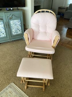 Pink Glider Rocking Chair with Ottoman