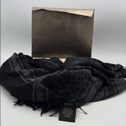 Gucci Shawl Survie 130x130 Graphite/Black Wool & Silk Scarf