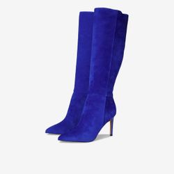 RARE Womens  Cobalt Blue Nine West Richy Boots Suede Size 6 New $250 retail