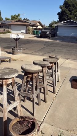 Vintage stools old wood