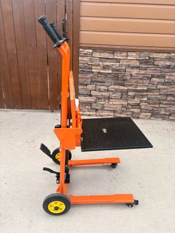 Orange Manual Lift Cart with Platform