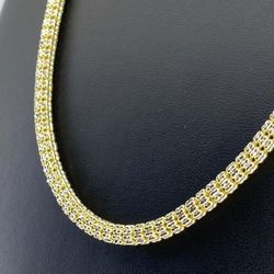10l Gold Necklace 24” Ice Chain Two Tone 4.5mm 31 Grams 146676 2