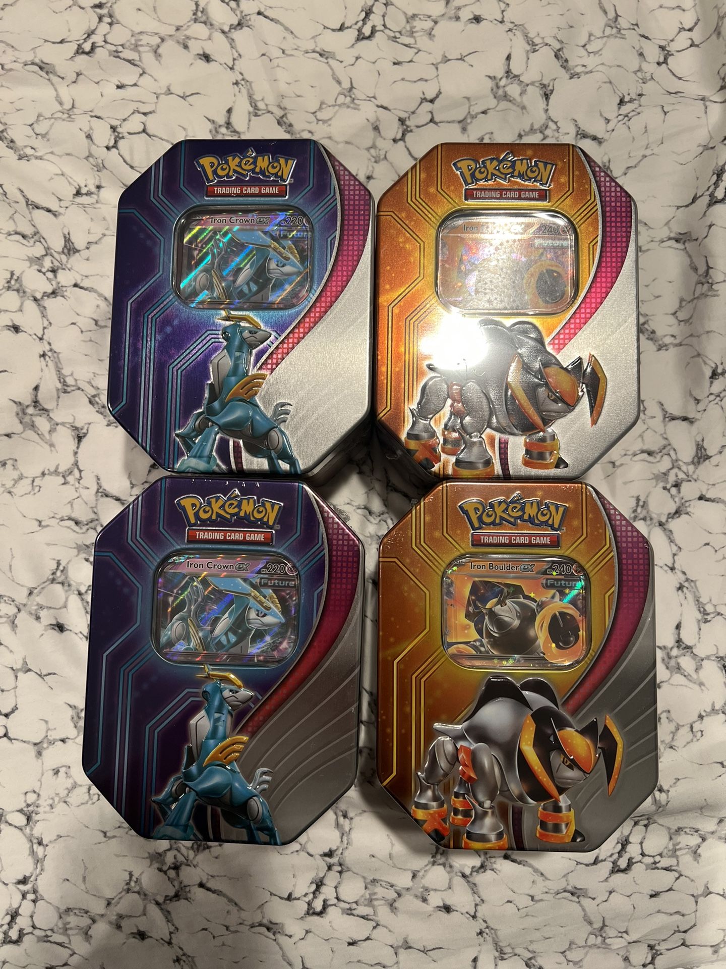 Pokemon cards Sword & Shield Paradox Destinies Tin Set Iron Crown & Iron Boulder EX