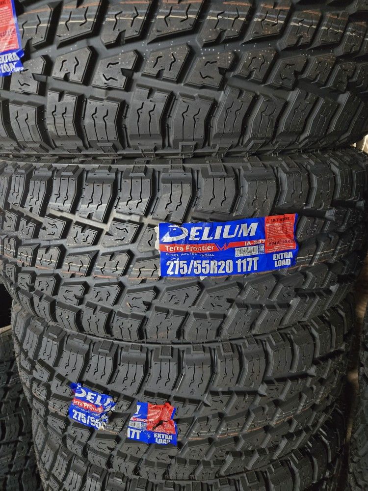 (4) 275/55r20 Delium A/T Tires 275 55 20 Inch AT