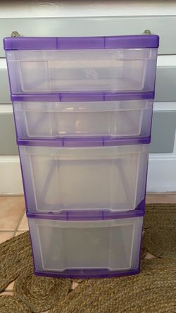 Purple 4-Drawer Plastic Storage Chest 12”x 14”1/4 x 24”