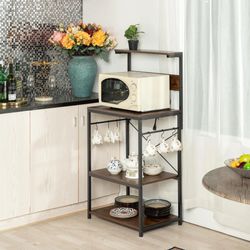 Homy Casa Lokaer 51” Kitchen Bakers Rack with Power Station and Storage Shelves  