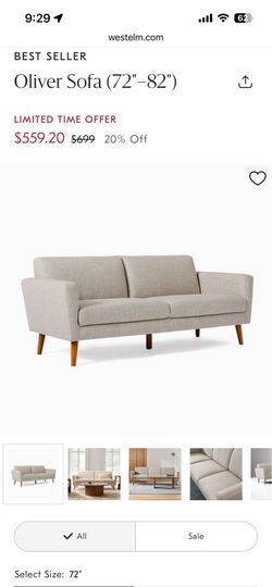 72” West Elm Sofa