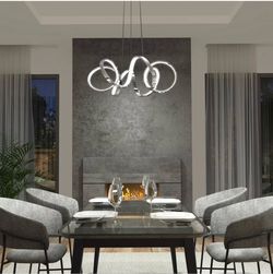 Modern Swirl Ribbon Integrated LED Pendant Light Chrome