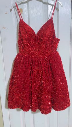 Red sequins dress