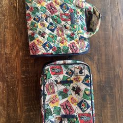 Vera Bradley Hanging Travel Organizer Bag in Cotton with Matching Cosmetic Bag