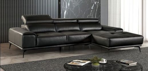 Brand New Black Leather Modern Style Sectional Sofa