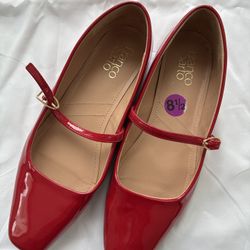 Franco Sarto Red Patent Mary Jane Flats Size 8.5