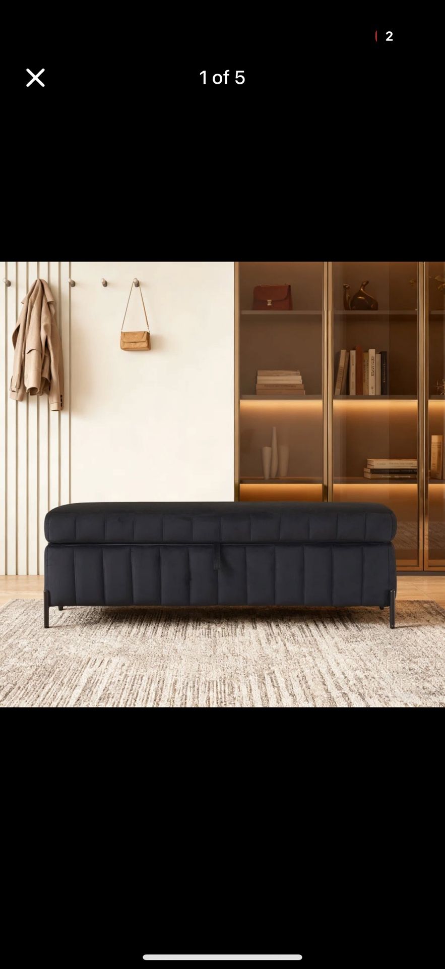 Black velvet Ottoman