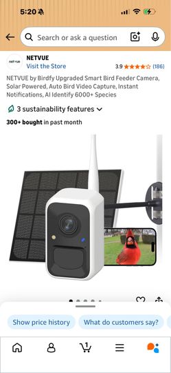 NETVUE by Birdfy Upgraded Smart Bird Feeder Camera Solar Powered