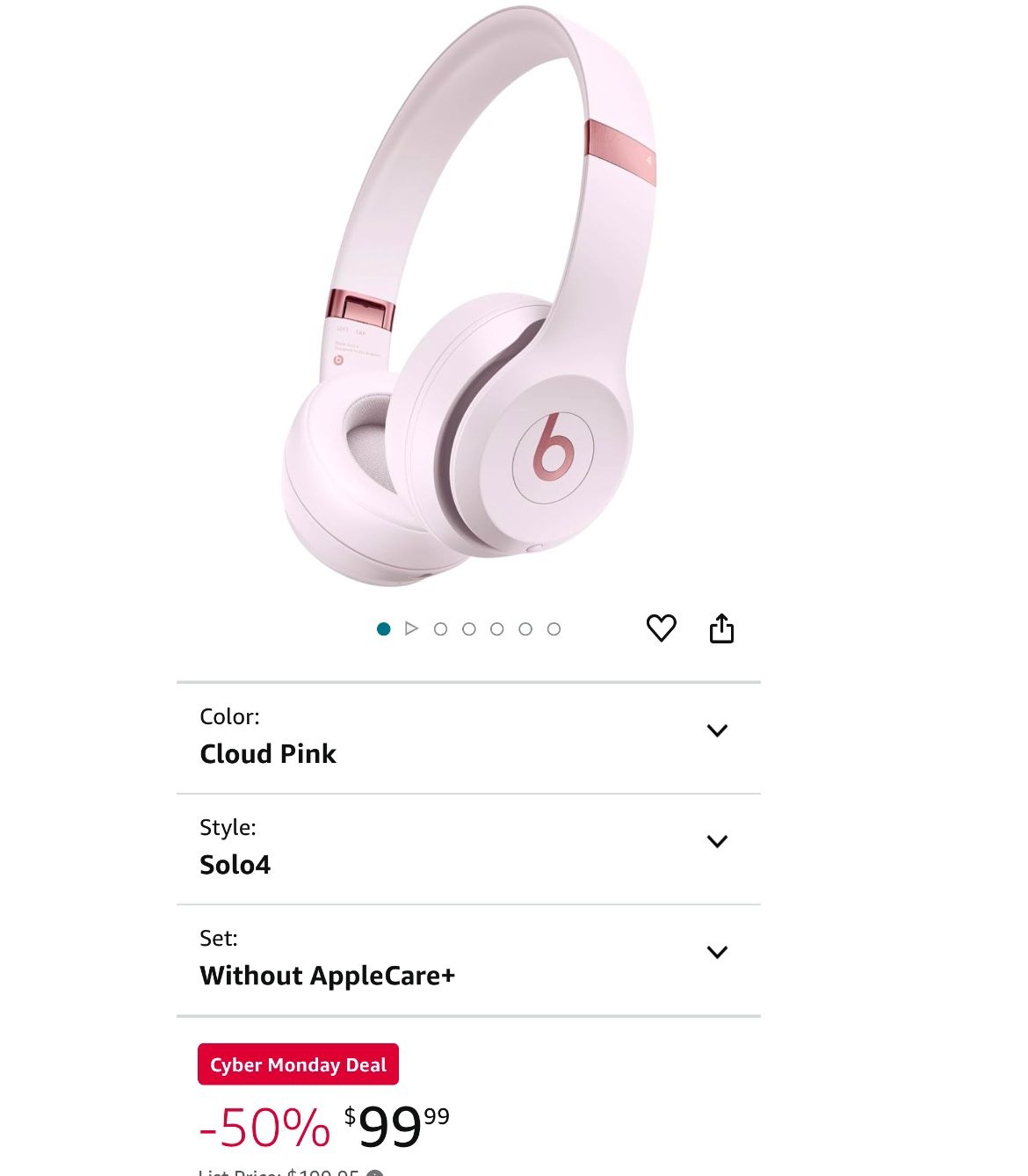 Beats Solo 4 - Wireless Bluetooth On-Ear Headphones, Apple & Android Compatible, Up to 50 Hours of Battery Life - Cloud Pink