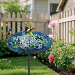 New Peacock Bird Bath & Birdfeeder
