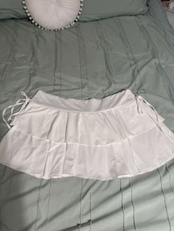 White Tiered Mini Skirt with Side Tie Details – Flowy Y2K Cottagecore