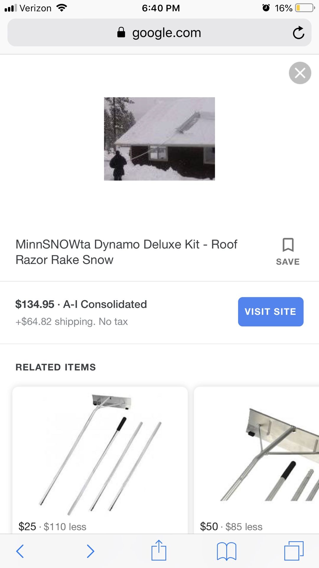MinnSNOWta Dynamo Deluxe Kit - Roof Razor Rake Snow