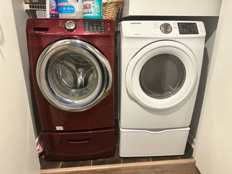 Samsung Front Loading Washer and Dryer w/ Pedestals