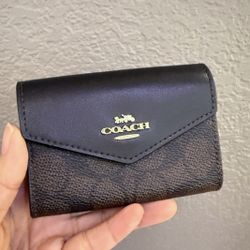 Coach Flap Card Case In Signature Canvas