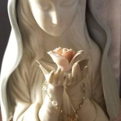 Antique Westminster Porcelain Madonna With Rose Light 