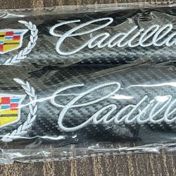 Each Pair Of Cadillac Embroidery On Fiber Carbon Seatbelt Covers Pads