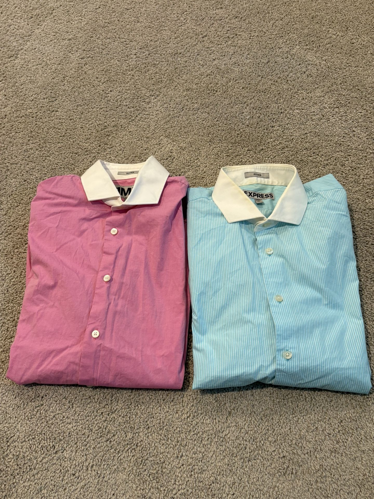 2 Express Men Cotton Button Down Long-Sleeve Shirts, MEDIUM