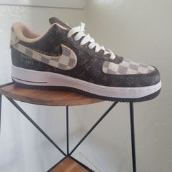 Custom Nike Air Force 1 (Non-Factory) – Brown Monogram, Size 11