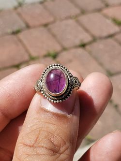 Sterling Silver Garnet Ring Size 7