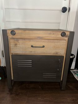 Industrial Wood and Metal Nightstand