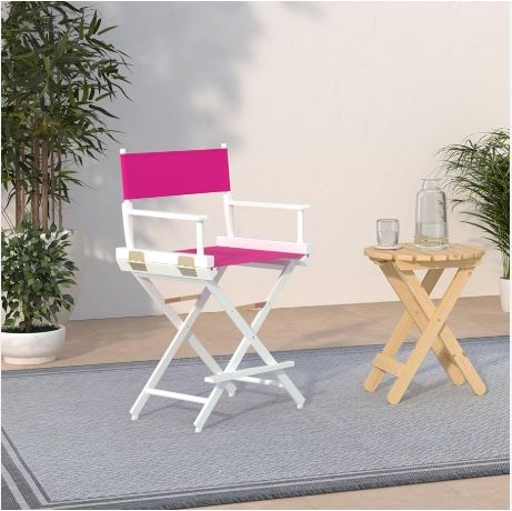 Casual Home White Frame / Pink Canvas 24” Counter Height Directors Chairs