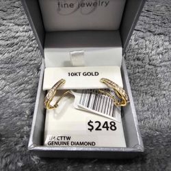 Brilliance Fine Jw 10k Yg Bfj 1/4 Cttw Hoop Earrings
