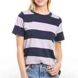 Madewell striped casual relaxed fit cotton t-shirt women Size XLarge 
